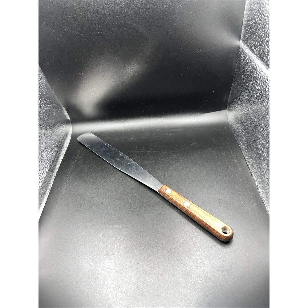 Vintage Flint Arrowhead Stainless Steel Cake Icing Narrow‎ Spatula w Wood Handle